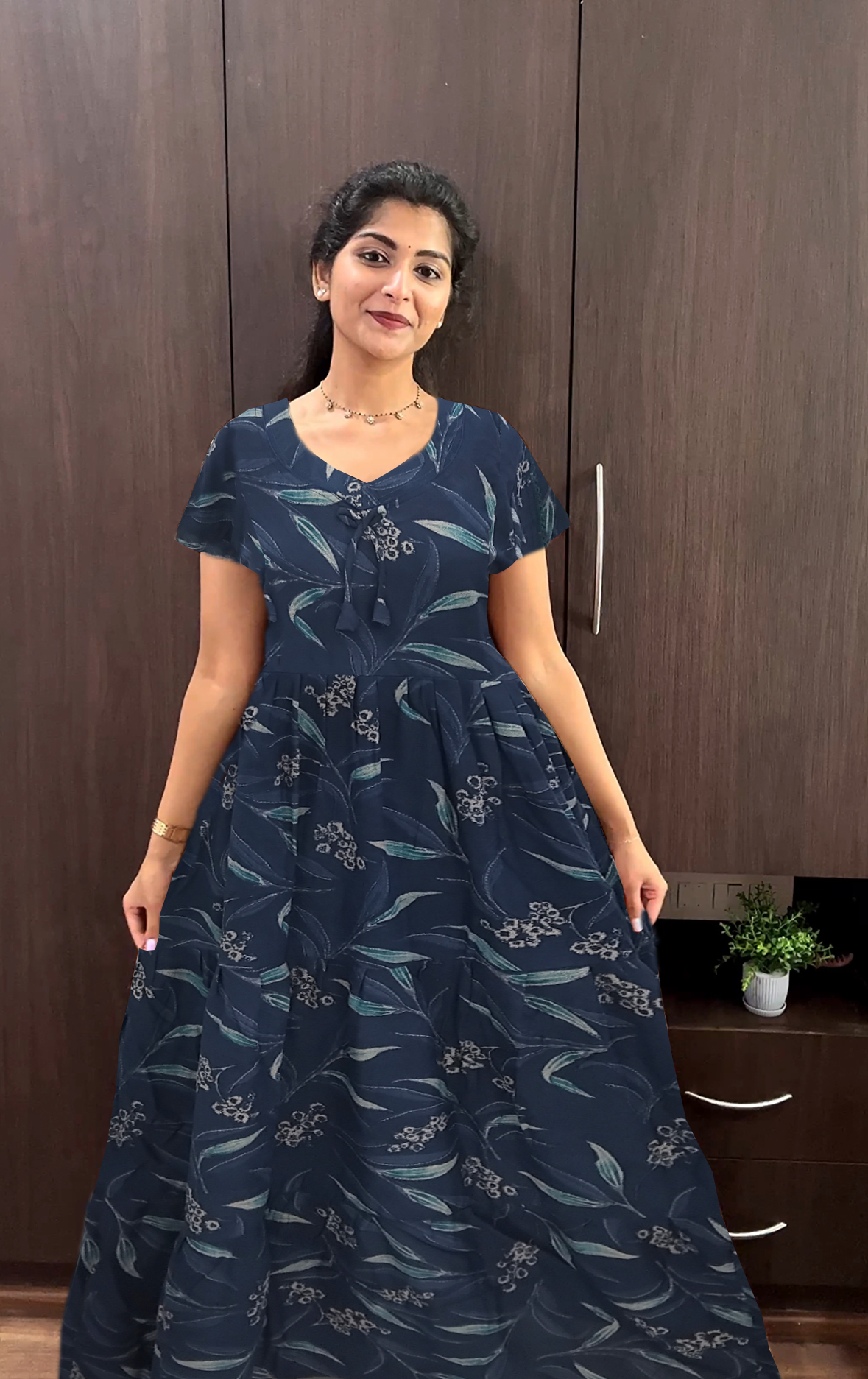 Stylish Alpine FULL FROCK Model Nighties| Fancy Sleeves & Neck Pattern| Side Pocket with Back Tie Rope | Perfect Nightwear Trendy Women's (FRK)