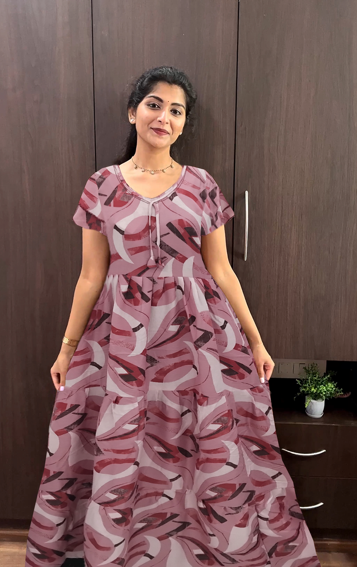 Stylish new FULL FROCK Model Nighties| Fancy Sleeves & Neck Pattern| Side Pocket with Back Tie Rope | Perfect Nightwear Trendy Women's (FRK)