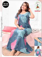 Women's Rayon Pleated Zipless Nighty – Elegant Floral Nightwear with Fancy Stitched Yoke & Side Pocket- Fancy Yoke Nightwear