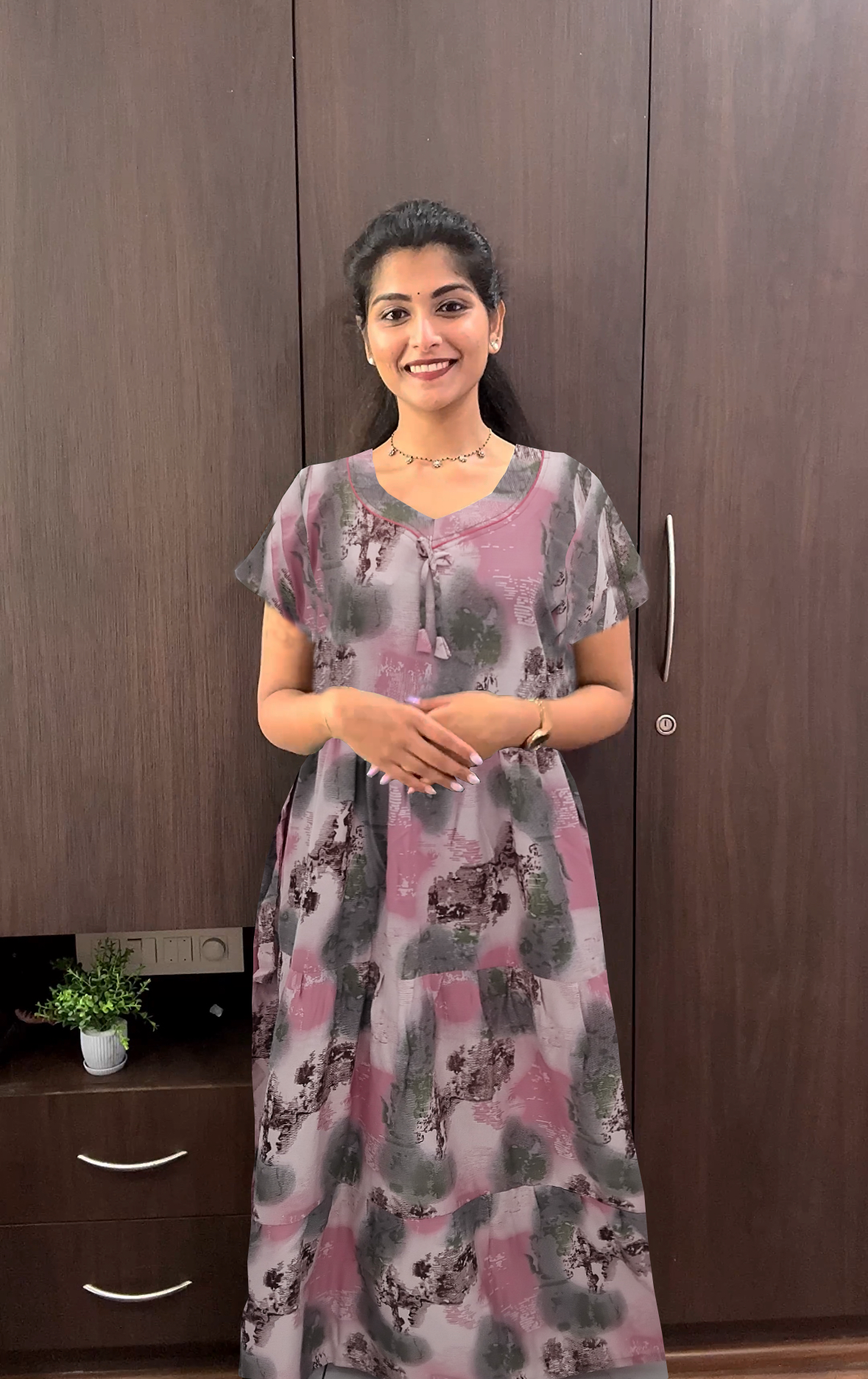 Stylish Alpine FULL FROCK Model Nighties| Fancy Sleeves & Neck Pattern| Side Pocket with Back Tie Rope | Perfect Nightwear Trendy Women's (FRK)