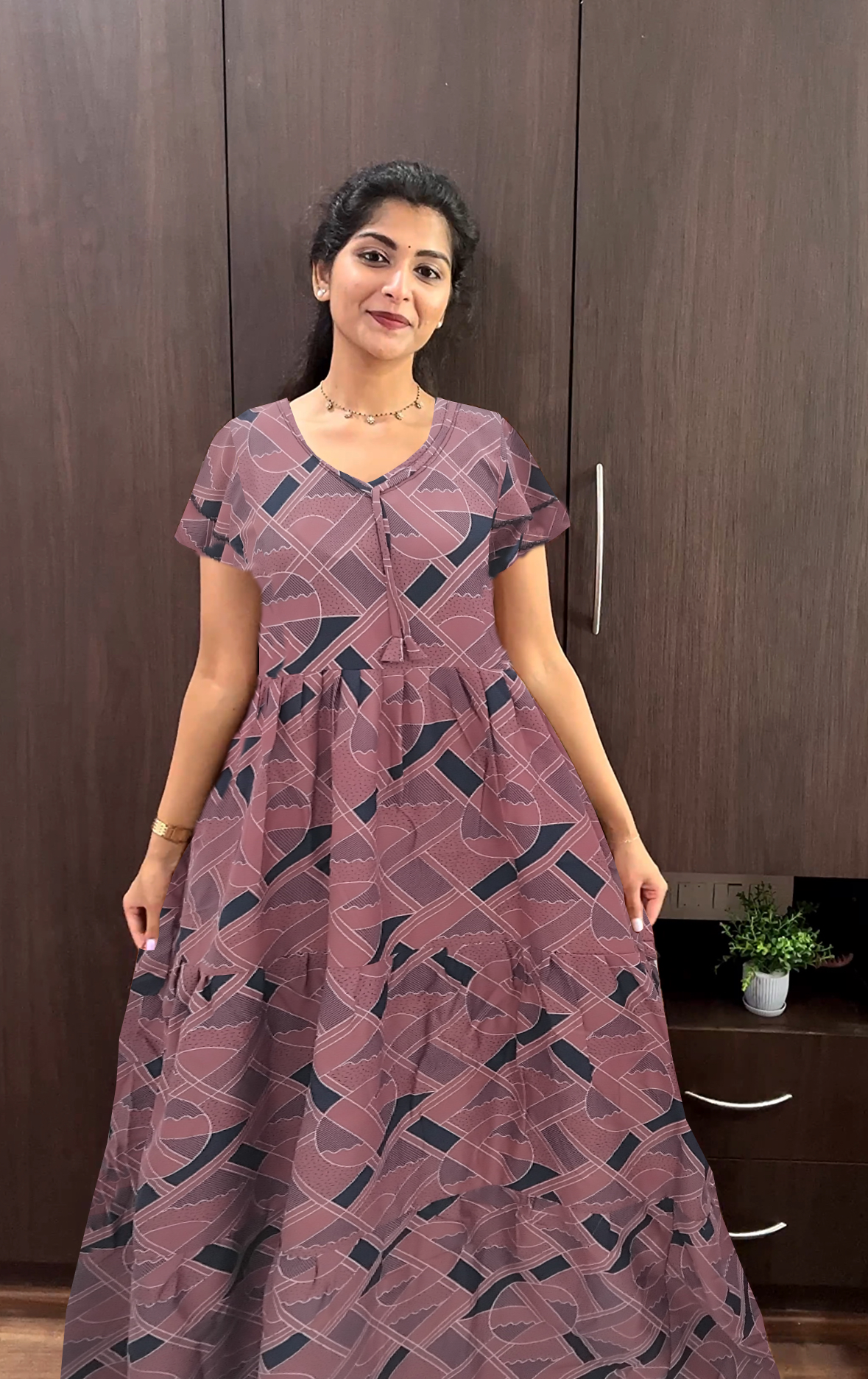 Stylish Alpine FULL FROCK Model Nighties| Fancy Sleeves & Neck Pattern| Side Pocket with Back Tie Rope | Perfect Nightwear Trendy Women's (FRK)