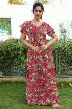 Stylish new FULL FROCK Model Nighties| Fancy Sleeves & Neck Pattern| Side Pocket with Back Tie Rope | Perfect Nightwear Trendy Women's (FRK)