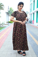 MANGAI Premium Cotton Printed Pleated Model Half Sleeve 4XL Size Nighties - Fancy Neck | With Side Pocket |Shrinkage Free Nighties | Trendy Collection's for Stylish Women's (4XL-VBS)