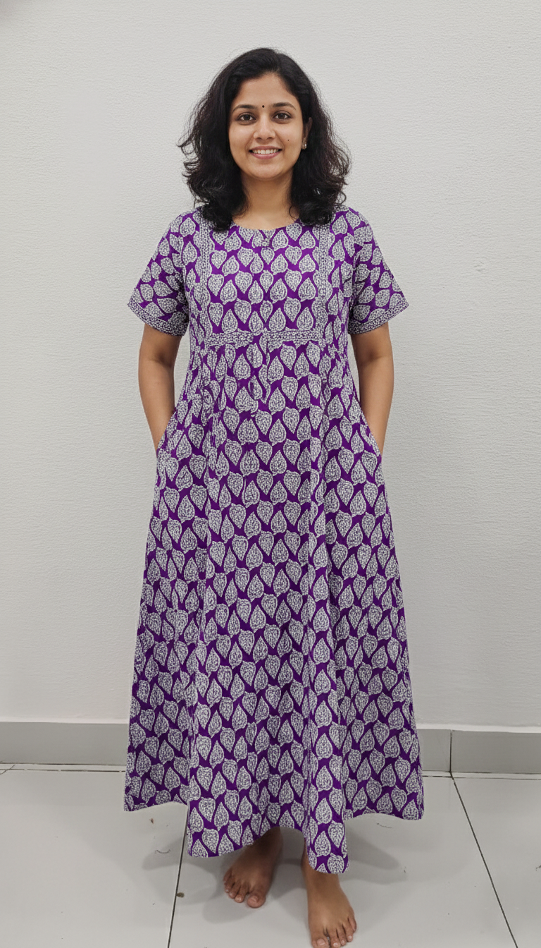 Cotton FROCK Model Casual Wear Nighties | Stylish Pleated Frock Style | Multipurpose Nighties | Pregnancy Wear | Pleated Model | Stylish Nighties for Stylish Women (PWC)