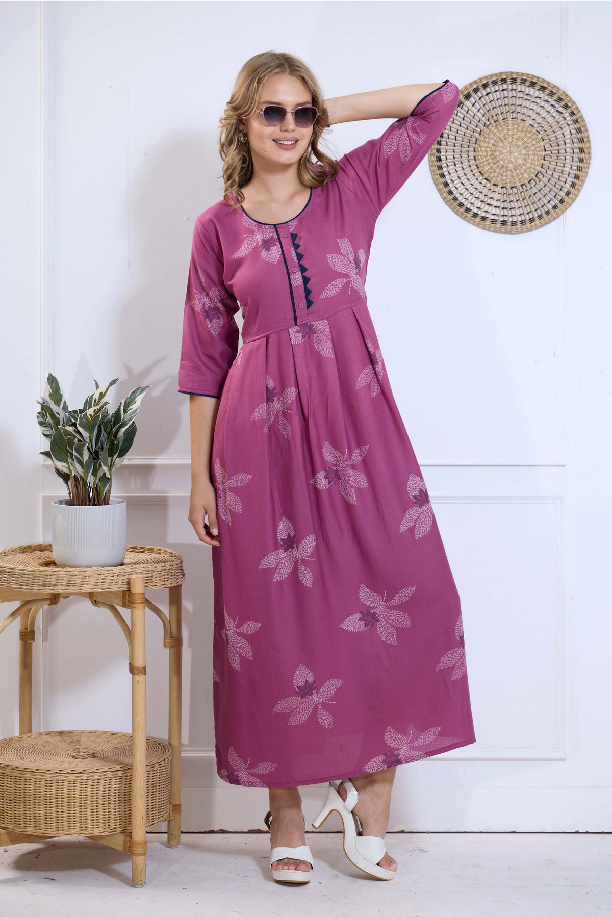 Alpine KURTI Style | Beautiful Stylish KURTI Model | Long 3/4 Sleeve & Side Pocket | Fresh Collection's for Stylish Women's (AK-3/4)