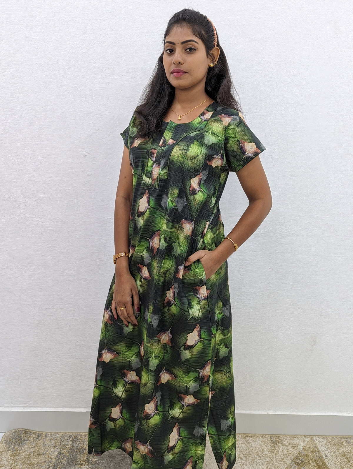 MANGAI New Regular Fit Cotton Printed Nighties - All Over Printed Stylish Nightwear for Stylish Women | Side Cut Pocket | Beautiful Nighties for Stylish Women's | Colourful Printed Cotton Nighties (CMC)