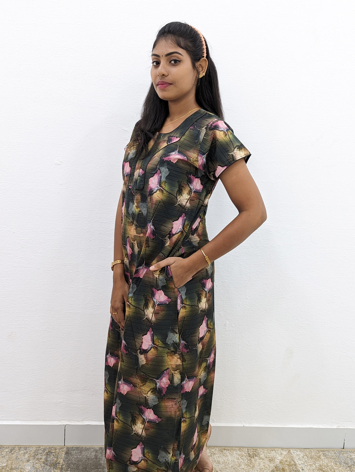 MANGAI New Regular Fit Cotton Printed Nighties - All Over Printed Stylish Nightwear for Stylish Women | Side Cut Pocket | Beautiful Nighties for Stylish Women's | Colourful Printed Cotton Nighties (CMC)