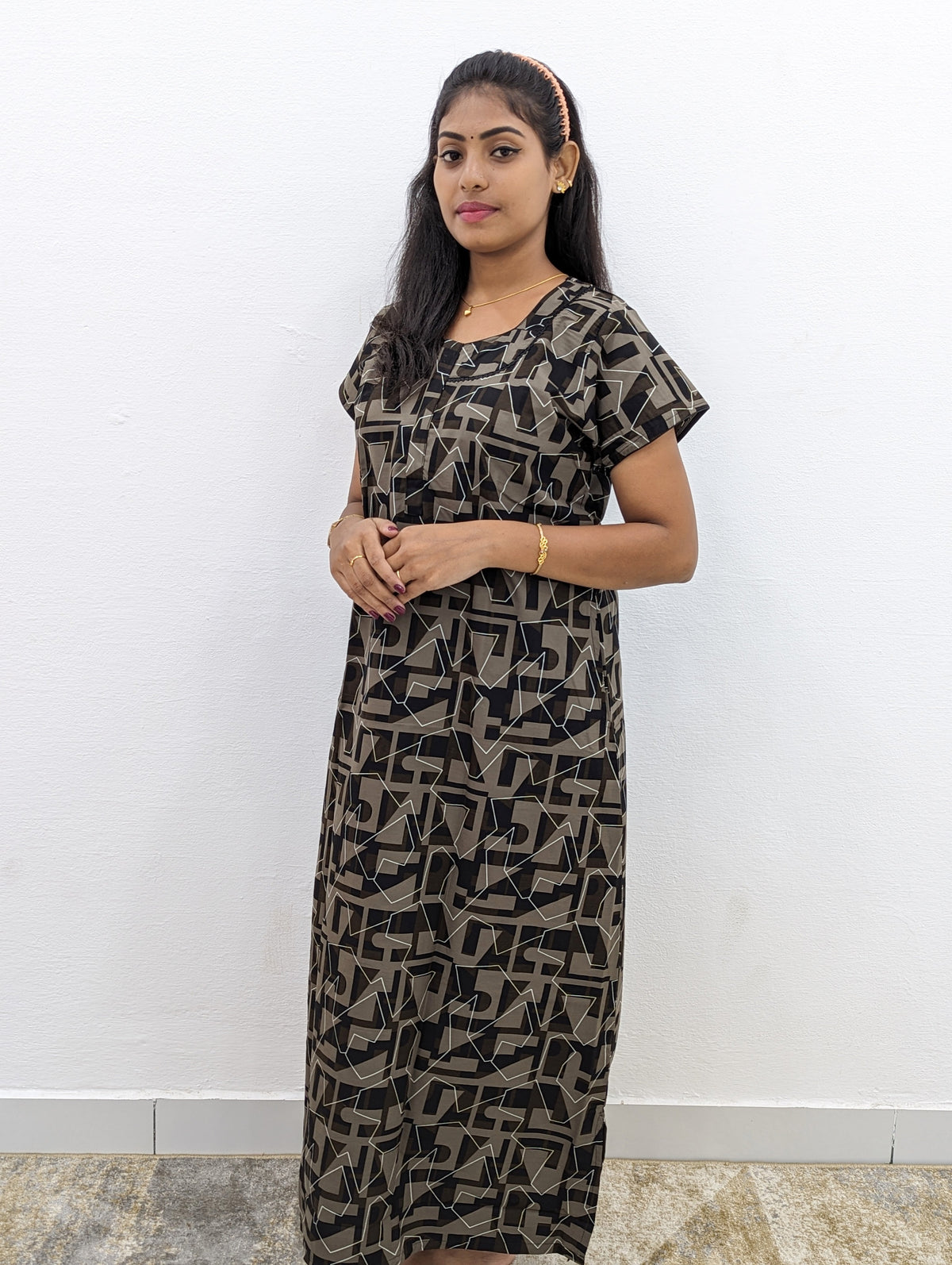 MANGAI New Regular Fit Cotton Printed Nighties - All Over Printed Stylish Nightwear for Stylish Women | Side Cut Pocket | Beautiful Nighties for Stylish Women's | Colourful Printed Cotton Nighties (CMC)