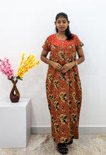 MANGAI Alpine Premium Embroidery Work Nighty for Women | Zipless Pleated Model | Beautiful Printed Design | Comfortable Premium Nightwear (CMC)