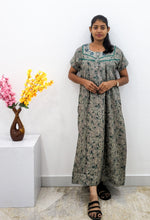 MANGAI Alpine Premium Embroidery Work Nighty for Women | Zipless Pleated Model | Beautiful Printed Design | Comfortable Premium Nightwear (CMC)