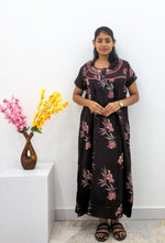 MANGAI Alpine Premium Embroidery Work Nighty for Women | Zipless Pleated Model | Beautiful Printed Design | Comfortable Premium Nightwear (CMC)