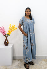 MANGAI Alpine Premium Embroidery Work Nighty for Women | Zipless Pleated Model | Beautiful Printed Design | Comfortable Premium Nightwear (CMC)