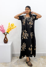 MANGAI Alpine Premium Embroidery Work Nighty for Women | Zipless Pleated Model | Beautiful Printed Design | Comfortable Premium Nightwear (CMC)