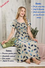 ALPINE Smocking Nighty | Beautiful Pleated Design | Side Pocket | Stylish Nighty for Trendy Women's | Your Perfect Nightwear Collection's (ALS)