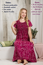 ALPINE Smocking Nighty | Beautiful Pleated Design | Side Pocket | Stylish Nighty for Trendy Women's | Your Perfect Nightwear Collection's (ALS)