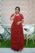 MANGAI Premium Cotton Printed Pleated Model Half Sleeve 3XL Size Nighties - Fancy Neck | With Side Pocket |Shrinkage Free Nighties | Trendy Collection's for Stylish Women's (3XL-SBS)