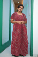 MANGAI Premium Cotton Printed Pleated Model Half Sleeve 5XL Size Nighties - Fancy Neck | With Side Pocket |Shrinkage Free Nighties | Trendy Collection's for Stylish Women's (5XL-VBS)