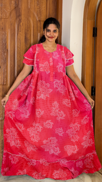 MANGAI Rayon Frock Nighties | Front Open Lengthy Zipper Comforts Feeding | Fancy Double Layered Sleeve's | Post & Pre Pregnancy's and Casual Wear | Side Pocket |Versatile Rayon Frock Night Gown's for Stylish Women's (RPW)