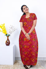 MANGAI Premium Cotton 60Inch Nighties - Fancy Neck | With Side Pocket | Shrinkage Free Nighties | Stylish Collection's for Trendy Women's - (60IN-FFN)