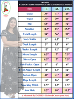 MANGAI Rayon Frock Nighties | Front Open Lengthy Zipper Comforts Feeding | Fancy Double Layered Sleeve's | Post & Pre Pregnancy's and Casual Wear | Side Pocket |Versatile Rayon Frock Night Gown's for Stylish Women's (RFF)