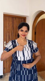 MANGAI Rayon Frock Nighties | Front Open Lengthy Zipper Comforts Feeding | Fancy Double Layered Sleeve's | Post & Pre Pregnancy's and Casual Wear | Side Pocket |Versatile Rayon Frock Night Gown's for Stylish Women's (RPW)