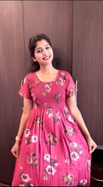 New Arrivals ALPINE Smocking Nighty | Beautiful Pleated Design | Side Pocket | Stylish Nighty for Trendy Women's | Your Perfect Nightwear Collection's (ALS)