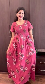 New Arrivals ALPINE Smocking Nighty | Beautiful Pleated Design | Side Pocket | Stylish Nighty for Trendy Women's | Your Perfect Nightwear Collection's (ALS)