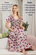 ALPINE Smocking Nighty | Beautiful Pleated Design | Side Pocket | Stylish Nighty for Trendy Women's | Your Perfect Nightwear Collection's (ALS)