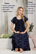 ALPINE Smocking Nighty | Beautiful Pleated Design | Side Pocket | Stylish Nighty for Trendy Women's | Your Perfect Nightwear Collection's (ALS)