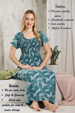 ALPINE Smocking Nighty | Beautiful Pleated Design | Side Pocket | Stylish Nighty for Trendy Women's | Your Perfect Nightwear Collection's (ALS)