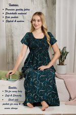 ALPINE Smocking Nighty | Beautiful Pleated Design | Side Pocket | Stylish Nighty for Trendy Women's | Your Perfect Nightwear Collection's (ALS)