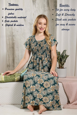 ALPINE Smocking Nighty | Beautiful Pleated Design | Side Pocket | Stylish Nighty for Trendy Women's | Your Perfect Nightwear Collection's (ALS)