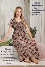 ALPINE Smocking Nighty | Beautiful Pleated Design | Side Pocket | Stylish Nighty for Trendy Women's | Your Perfect Nightwear Collection's (ALS)