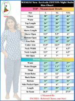 MANGAI Premium Cotton Printed Night Suits | Stylish Print's All Over | Top & Bottom Set | 3/4 Sleeve | Trendy Night Suits for Stylish Women's (TPS-3/4)