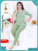 MANGAI Premium Cotton Printed Night Suits | Stylish Print's All Over | Top & Bottom Set | 3/4 Sleeve | Trendy Night Suits for Stylish Women's (CNS)