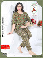 MANGAI Premium Cotton Printed Night Suits | Stylish Print's All Over | Top & Bottom Set | 3/4 Sleeve | Trendy Night Suits for Stylish Women's (CNS)