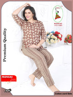 MANGAI Premium Cotton Printed Night Suits | Stylish Print's All Over | Top & Bottom Set | 3/4 Sleeve | Trendy Night Suits for Stylish Women's (CNS)