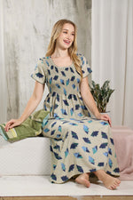 ALPINE Smocking Nighty | Beautiful Pleated Design | Side Pocket | Stylish Nighty for Trendy Women's | Your Perfect Nightwear Collection's (ALS)