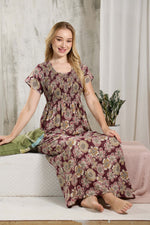 ALPINE Smocking Nighty | Beautiful Pleated Design | Side Pocket | Stylish Nighty for Trendy Women's | Your Perfect Nightwear Collection's (ALS)