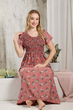 ALPINE Smocking Nighty | Beautiful Pleated Design | Side Pocket | Stylish Nighty for Trendy Women's | Your Perfect Nightwear Collection's (ALS)