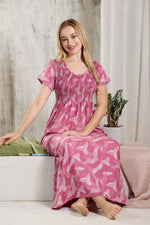 ALPINE Smocking Nighty | Beautiful Pleated Design | Side Pocket | Stylish Nighty for Trendy Women's | Your Perfect Nightwear Collection's (ALS)