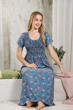 ALPINE Smocking Nighty | Beautiful Pleated Design | Side Pocket | Stylish Nighty for Trendy Women's | Your Perfect Nightwear Collection's (ALS)