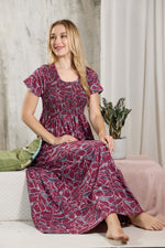 ALPINE Smocking Nighty | Beautiful Pleated Design | Side Pocket | Stylish Nighty for Trendy Women's | Your Perfect Nightwear Collection's (ALS)