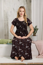 ALPINE Smocking Nighty | Beautiful Pleated Design | Side Pocket | Stylish Nighty for Trendy Women's | Your Perfect Nightwear Collection's (ALS)