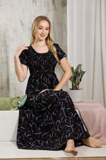 ALPINE Smocking Nighty | Beautiful Pleated Design | Side Pocket | Stylish Nighty for Trendy Women's | Your Perfect Nightwear Collection's (ALS)