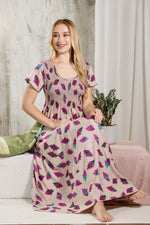 ALPINE Smocking Nighty | Beautiful Pleated Design | Side Pocket | Stylish Nighty for Trendy Women's | Your Perfect Nightwear Collection's (ALS)