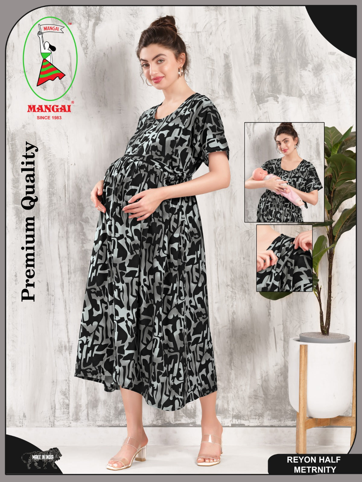 New Arrivals 4-IN-ONE MAXI Mom's Feeding & Casual Wear | Stylish Maxi Style | Invisible Feeding Zipper | Perfect Pre & Post Pregnancy Wear (MAXI 4-IN-ONE)