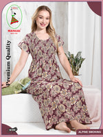 ALPINE Smocking Nighty | Beautiful Pleated Design | Side Pocket | Stylish Nighty for Trendy Women's | Your Perfect Nightwear Collection's (ALS)