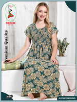 ALPINE Smocking Nighty | Beautiful Pleated Design | Side Pocket | Stylish Nighty for Trendy Women's | Your Perfect Nightwear Collection's (ALS)