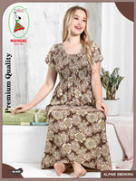 ALPINE Smocking Nighty | Beautiful Pleated Design | Side Pocket | Stylish Nighty for Trendy Women's | Your Perfect Nightwear Collection's (ALS)